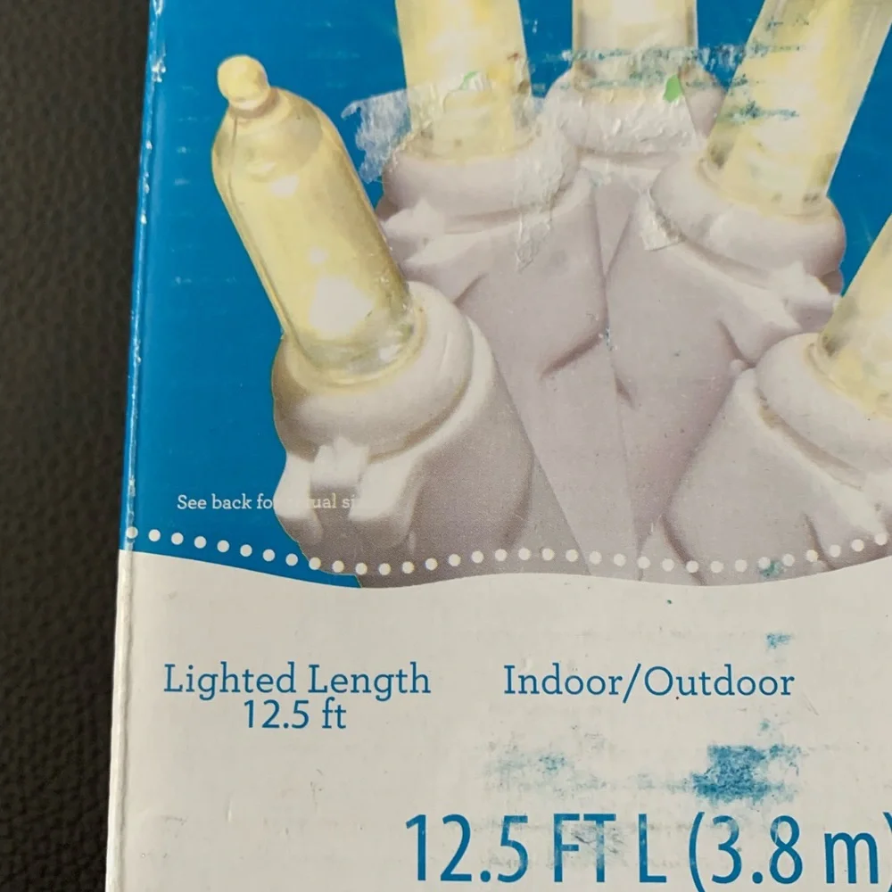 Holiday Time 50 Warm White LED Mini Christmas Lights Outdoor White Wire 12FT 7